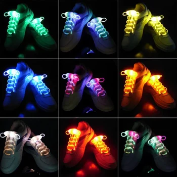 7 צבעים זוהרים שרוכים שטוח מתאים לכל נעלי שרוכים למסיבה יחד ריצת לילה יוניסקס פלורסנט שרוך 1 זוג