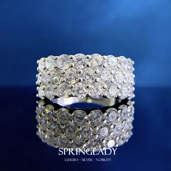 SpringLady 2023 החדש 925 כסף לבן יהלום פחמן גבוהה טבעת יהלום אופנה פשוטה הטבעת טבעות אירוסין עבור נשים