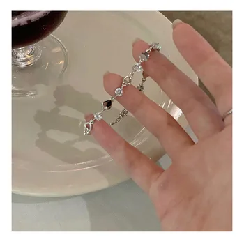 רטרו הלב קישור שרשרת צמיד מתכוונן עדין הלב צמיד לנשים תכשיטים דקורטיביים FS99