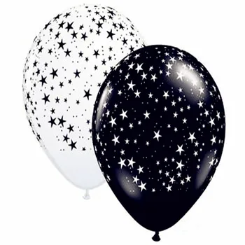איכות גבוהה שחור בלון כוכב 12 אינץ הדפסה Ballons דמשק כוכבים שחור לבן בלונים צבע קלאסי globos ציוד למסיבות