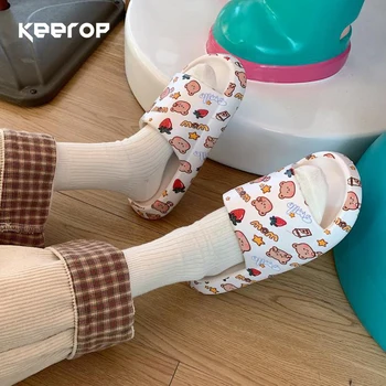 KEEROP נשים נעלי קיץ נעלי בית מקורה אווה רך הבלעדי נעלי פלטפורמה חמוד הביתה כפכפים נעלי נשים קיץ 2023