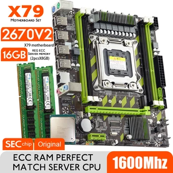 X79G לוח אם X79 להגדיר עם LGA2011 שילובים Xeon E5 2670 CPU V2 2pcs x 8GB = 16GB זיכרון RAM מסוג DDR3 רדיאטור 12800R 1600Mhz